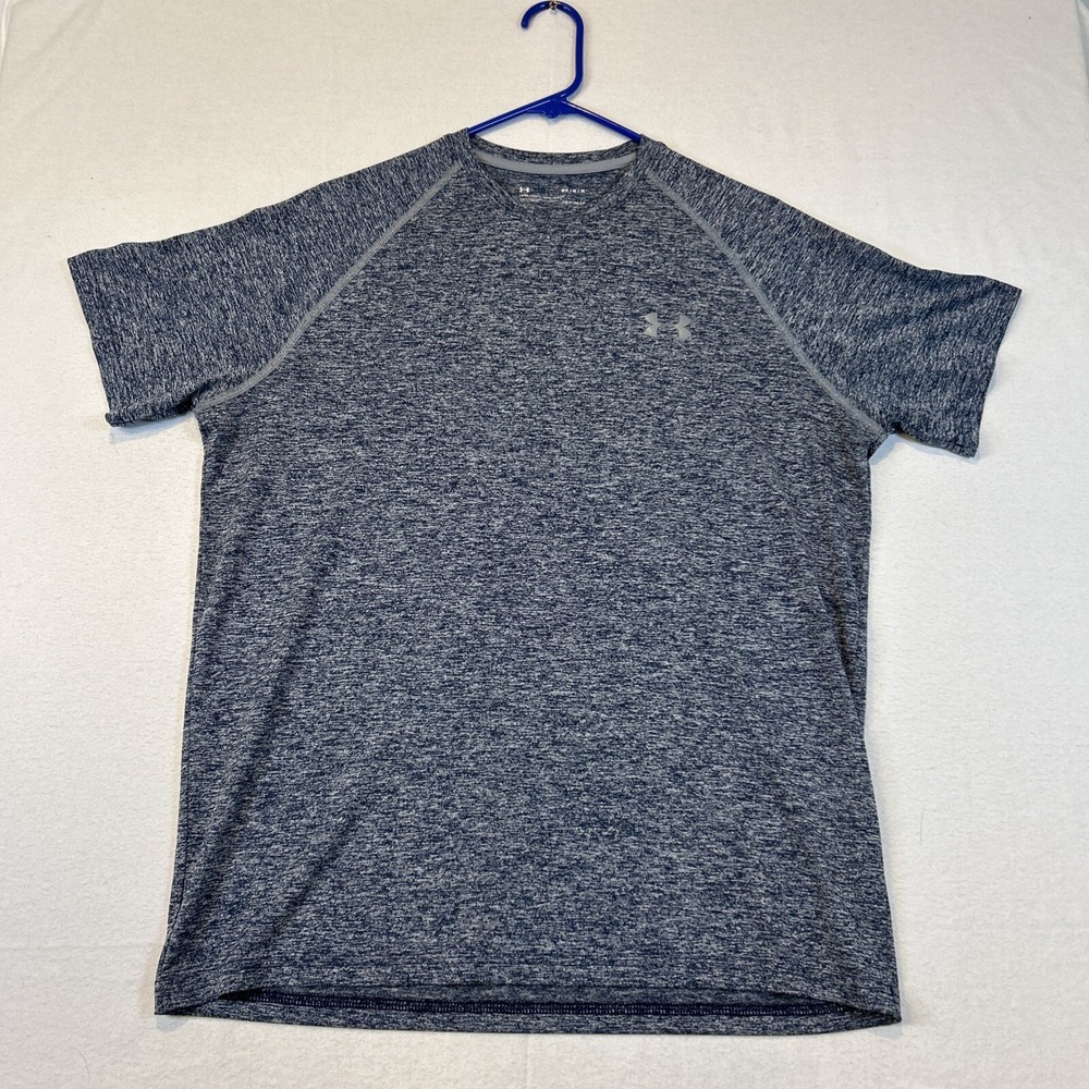 Under Armour Tshirt Short Sleeve Mens Medium Blue Heatgear Performance Loose Fit